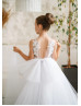 White Lace Tulle Chic Flower Girl Dress